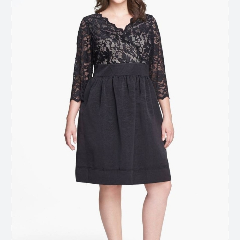 Eliza J Black Lace Illusion Dress Size 18W